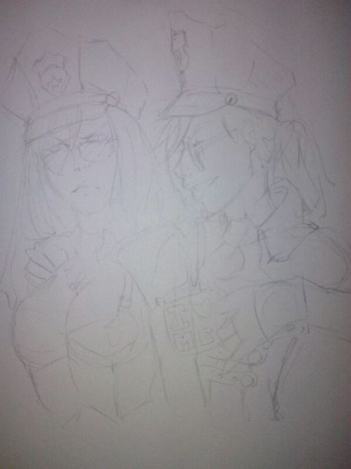 Photo with shitty camera xDDD (It’s better live ;_;) I’m going to ink this and COLOUR WITH COPICS yay~ I hope i don’ fail xDDD PD: Today in the university I were drawing nsfw Vi x Cait (4-5 drawings?) both with officer skin, soon I will