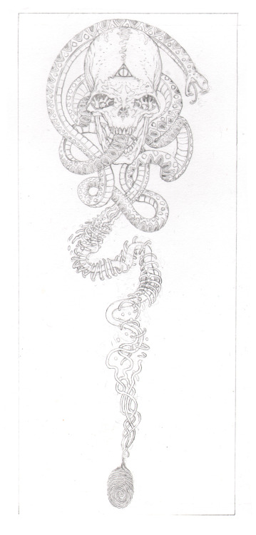 rottenoak:  The Dark Mark ~ Tattoo design November 2012 4.5x11” Other true Death Eaters interested in receiving the Dark Mark, feel free to send me an email. fransboukas@gmail.com 