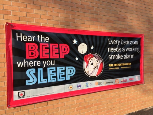 Fire Inspectors are hanging #FirePreventionWeek15 banners at our main stations today. @NFPA #getting