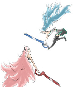 tunaleeks-blog:  Miku and Luka doing some