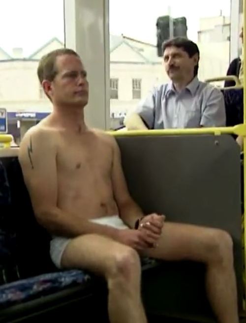 jckybriefs4me:Max takes a ride on the city bus in his white Jockey briefs. 