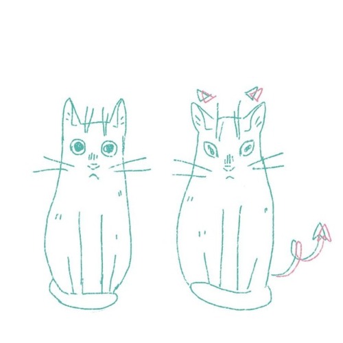 Our cats are nearly identical but one of defo part goblin #cats #catillustration #illustration #digi