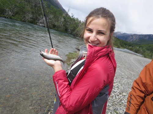 A fly fishing woman.