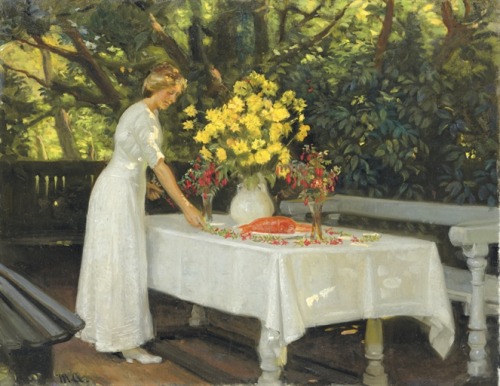 Frokost forberedes (Preparing Lunch) -  Michael Ancher c.1895Danish, 1849-1927 oil on canvas 22 x 33