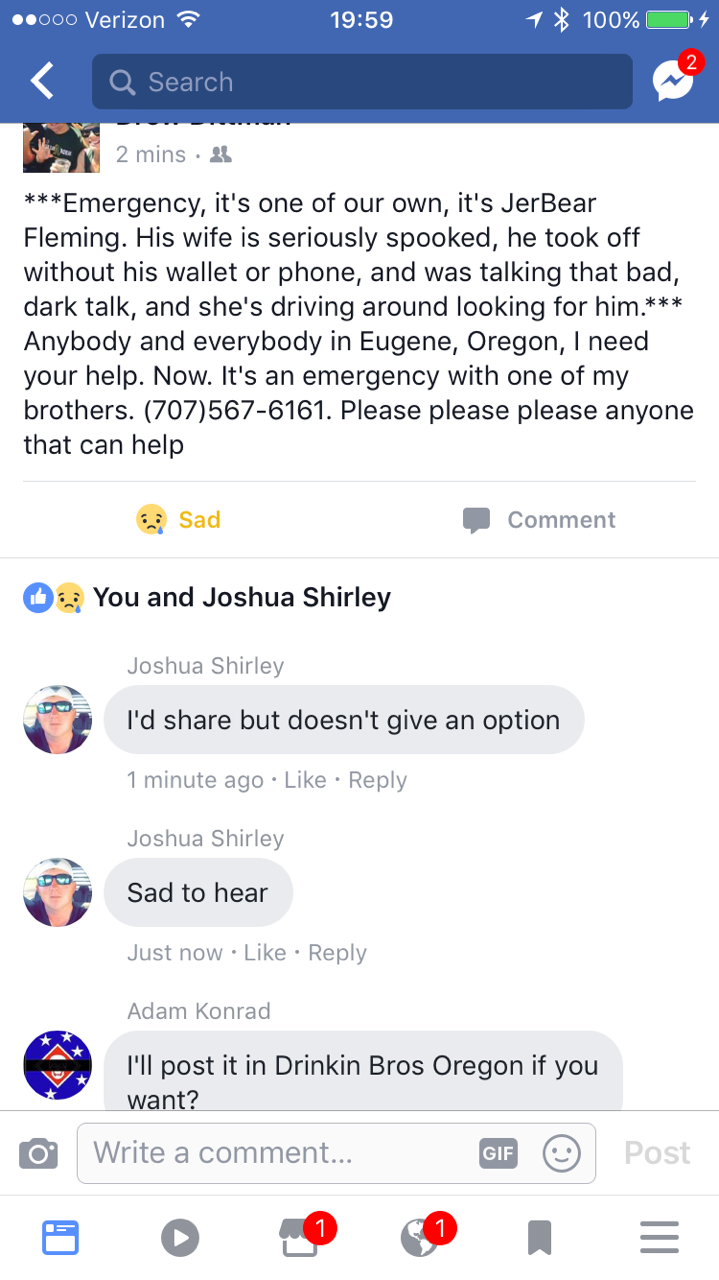 Guys please help, anyone in the Eugene Oregon area?? Missing brother . Local Leo&rsquo;s