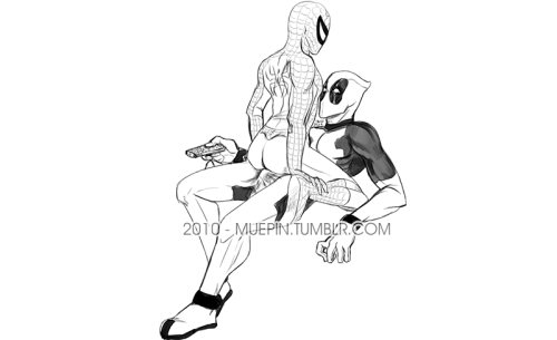 muepin:Spideypool Day Redraw-A-Thon Part 4!(In which I took my old art from 2010 and drew it again) 