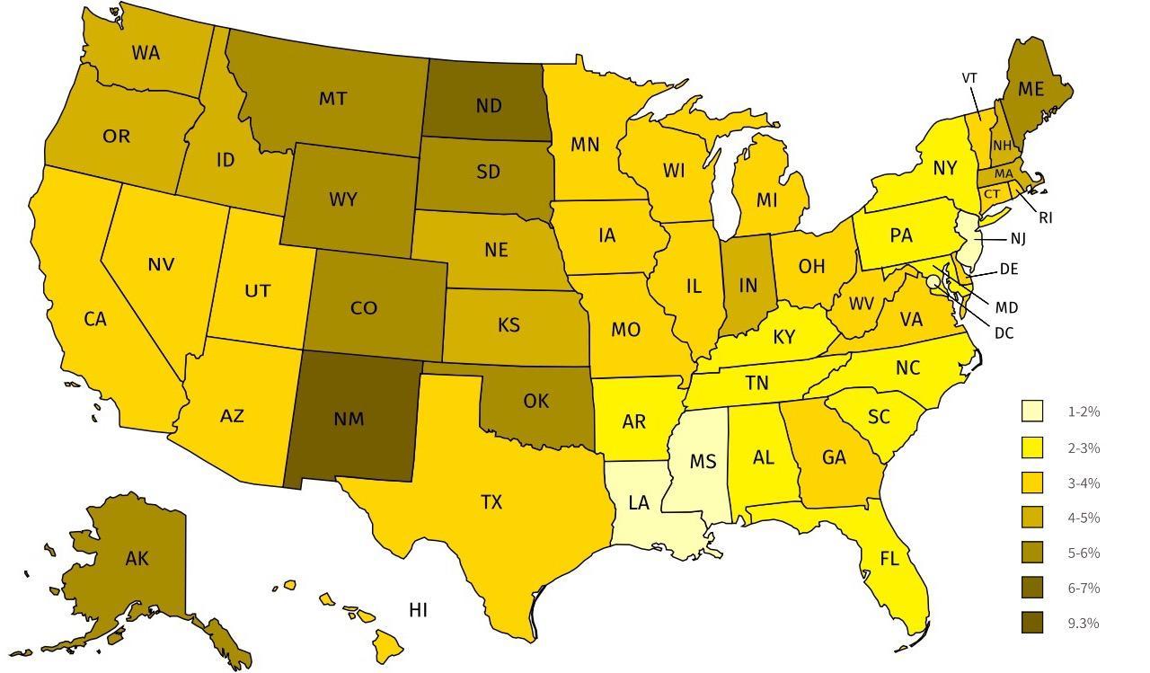 Gary Johnson Percent by State in the 2016 US... Maps on the Web
