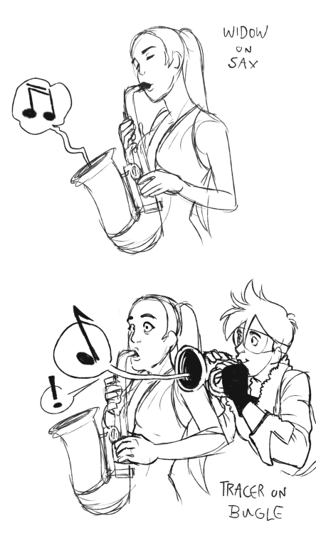 kriohn:  three-legged-cow:  Finally been playin Overwatch, so here’s some ideas about heroes playing instruments  MY GIRL 