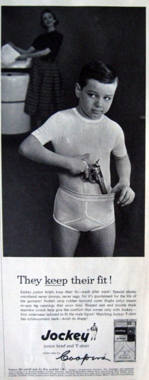 atomic-flash: 1955 Jockey Junior Briefs Advert - what does this mean and why is mum smiling in the b