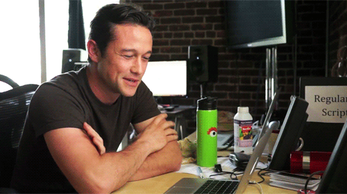 sibilantly: JGL fondling his own arms (x)