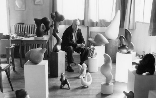 antronaut:  Jean Arp in his studio in Clamart, Pariscirca 1948-1950photo: Michel Sima 