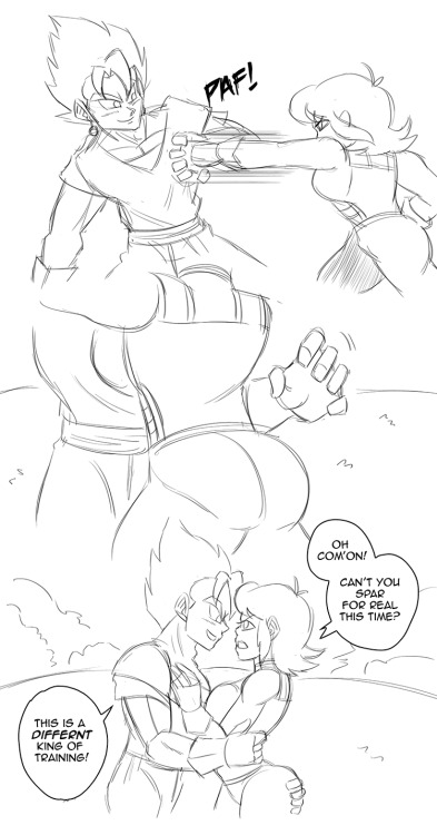 My art trade with @xdreamer45x who wanted Nomi getting down and dirty with Vegetto after some fun â€œtrainingâ€. :DI went kinda of overboard with this. What was suppose to be a single piece turned into a three part strip. What can I say? I just love