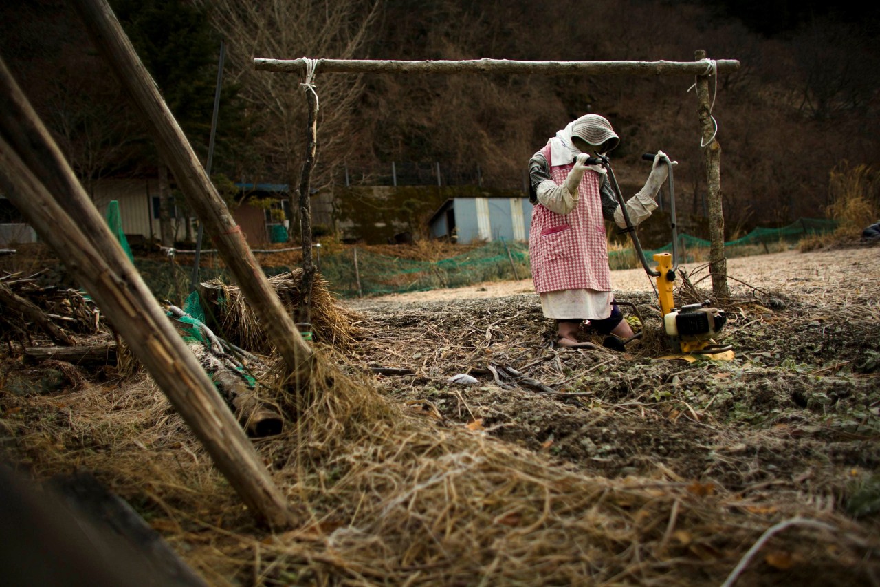 LOS ESPANTAPAJAROS DE NAGORO: Un espantapájaros se sienta en un campo en el pueblo de Nagoro en la isla de Shikoku, en el sur de Japón 24 de febrero de 2015. Tsukimi Ayano hizo su primer espantapájaros hace 13 años. El muñeco de paja de tamaño...