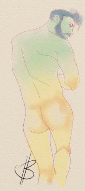malenagerie:  Watercolour studies Model: miltonsaintmaloI´m open for commissions,