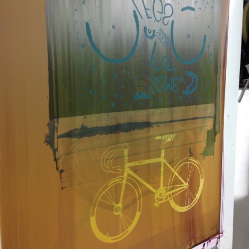 Bicycle race this morning #screenprint #bicycle #RCFProcess #hollowbrooklyn
