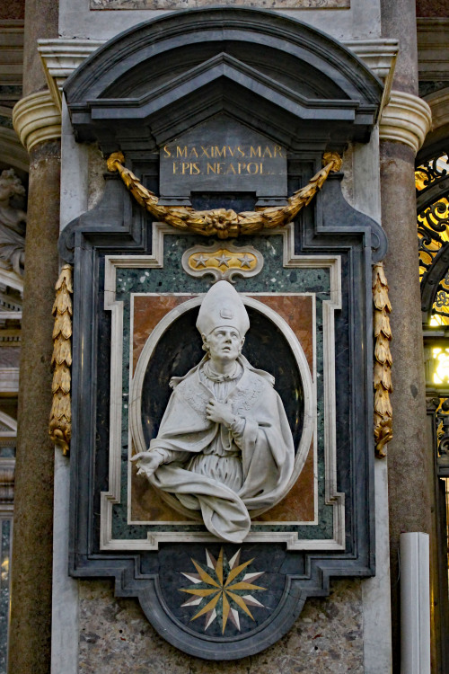 A relief sculpture of Saint Maximus from the cathedral of Naples. Maximus (d. 361 AD) was known as 