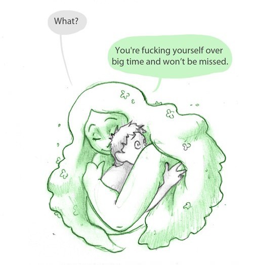 carpethedamndiem:  Source: humon.deviantart.com Ouch. Well, that’s one Perspective…