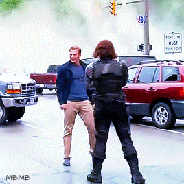 mybuckymybuddy:  CHRIS EVANS &amp; JAMES YOUNG and SEBASTIAN STAN &amp; SAM HARGRAVE behind the scenes of CAPTAIN AMERICA: THE WINTER SOLDIER (2014).