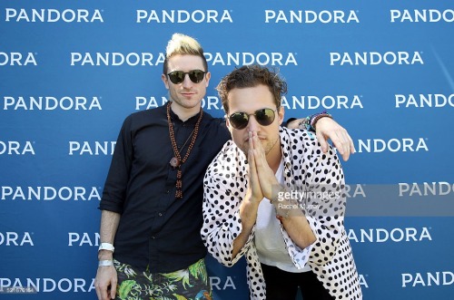 didijusts-s-saywalkthemoon:    Nick Petricca and Kevin Ray of Walk The Moon at the Pandora Indio Invasion at Cree Estate on April 16, 2016 in Cathedral City, California.   