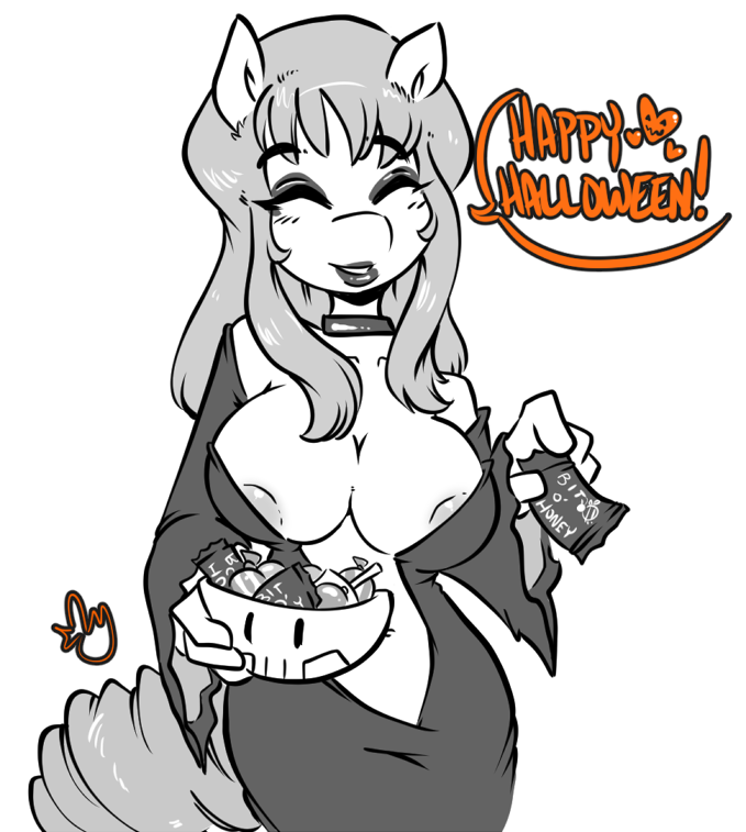 dirtyduckdraw:  The “trick” is how she managed to keep that costume on. The “treat”