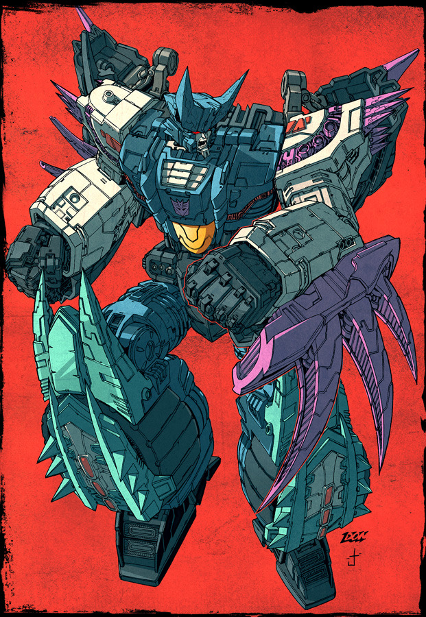 noahbodie:  Lineart of Megatron from Transformers: Cybertron by Don Figueroa, colored