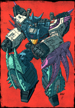 noahbodie:  Lineart of Megatron from Transformers: Cybertron by Don Figueroa, colored by Josh Burcham to resemble the massively powerful killing machine, Overlord 