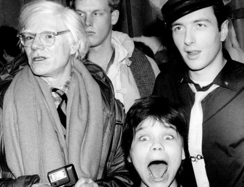 Andy Warhol, Harley Flanagan and Joe Strummer at the Palladium in 1979. by MARCIA RESNICK