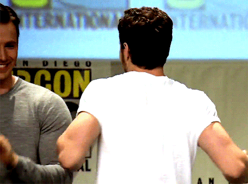 chrisevansedits: Chris Evans and Aaron Taylor-Johnson at San Diego Comic Con 2014.