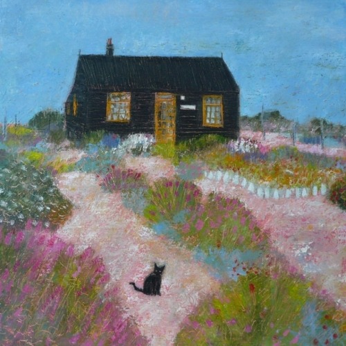 myfairynuffstuff:Anna Wilson-Patterson - Prospect Cottage Cat. Oil on wood.