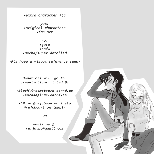 rejoboart: With so much thats been happening I’m opening charity commissions because I wanna h
