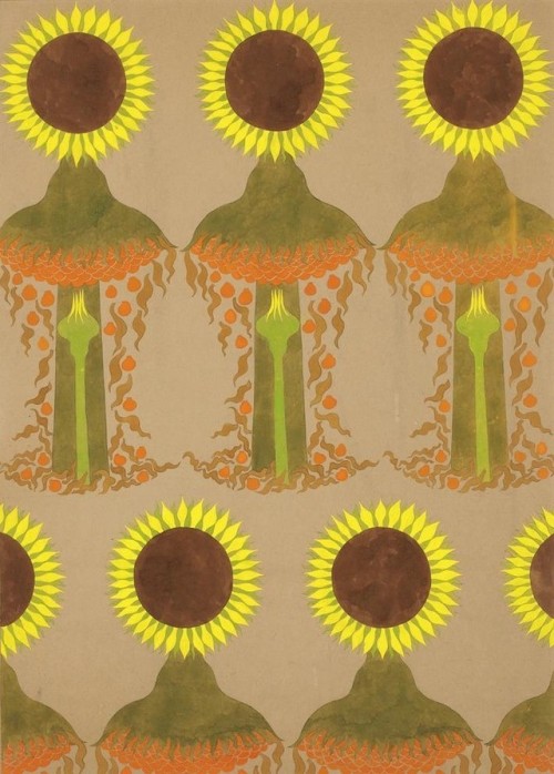 jareckiworld:  Erika Giovanna Klien  -  Sonnenblumen (Sunflowers)    [watercolor, gouache on brown paper, c.1936] 