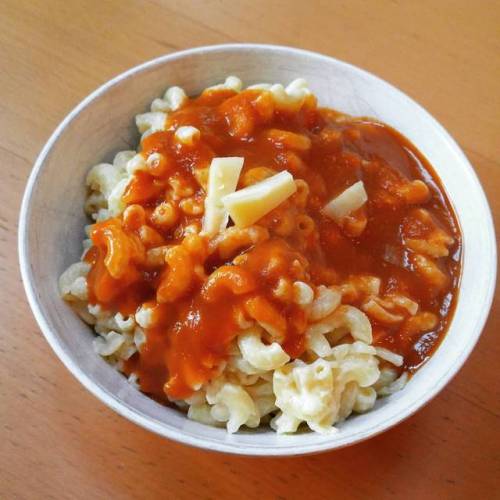 Comfort food Canada Day supper mac and cheese with tomato soup yum