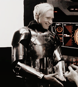 sapphireisle:  gwendoline christie behind the scene of star wars: the force awakens.