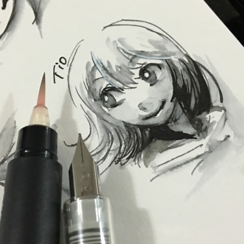 Part of today&rsquo;s page of warm up sketches. Got a new fountain pen that comes with water sol