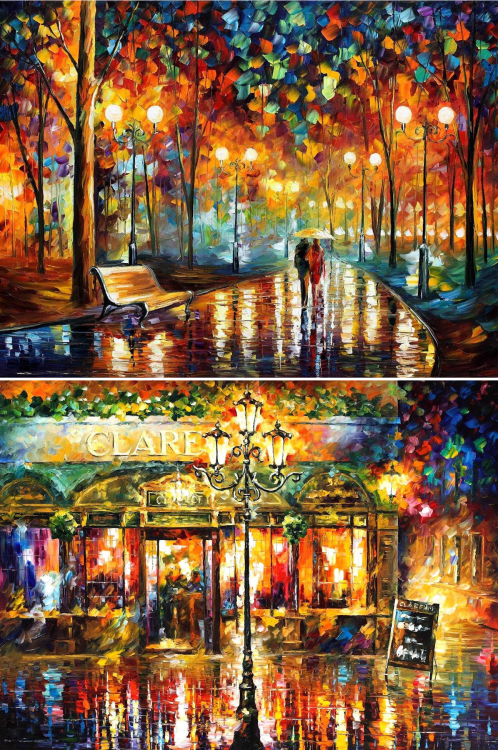 bestof-etsy:  Impressionist Cityscapes Through Lovers’ Eyes by Leonid Afremov A professional artist since 1978, American artist Leonid Afremov graduated from the prestigious school Vitebsk Art School, originally founded by classical artist Marc Chagall.