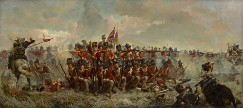 Elizabeth Thompson&rsquo;s painting The 28th Regiment at Quatre Bras. The painting depicts the 2