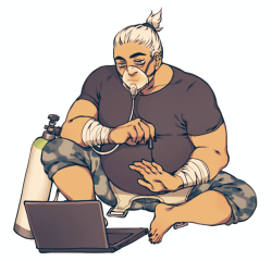 dinkythings:  roadhog has a chill night in 