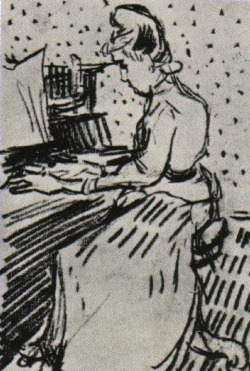 artist-vangogh:  Mademoiselle Gachet at the Piano, Vincent van GoghMedium: chalk,paperhttps://www.wikiart.org/en/vincent-van-gogh/mademoiselle-gachet-at-the-piano-1890