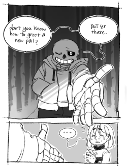 leeffi:    Sans sure knows how to make a good, first impression, doesn’t he?   There are a many moments in undertale that i love dearly, and this one, when the fallen child first meets sans in the forest, is just one of many personal favourites. truth