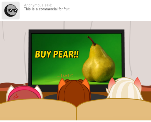 nopony-ask-mclovin:  Jay, does that Pear reminds you something or someone…?   I knew it was aliens. Thanks for using my ask ^^ 