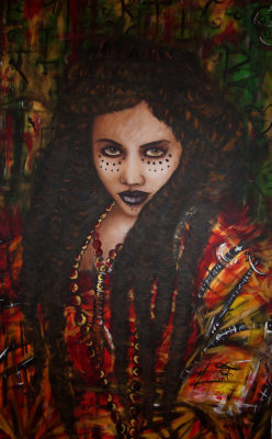 amoxes: Calypso  Actress:  Naomie Harris Pirates of the caribbean Acrylics 40x60 inches. 