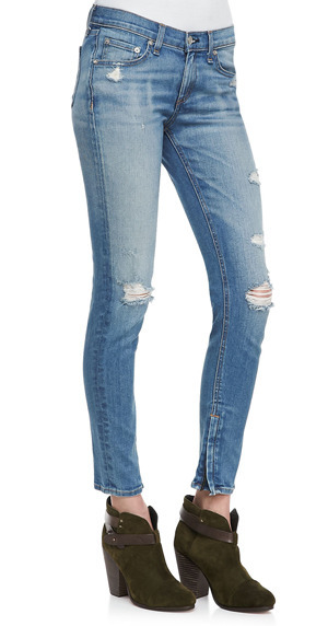 rag & bone/JEAN Shredded Zipper Distressed Capris