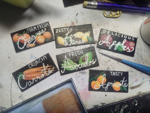 A bad pic of some little produce signs I’ve been painting. Working on some other ones too. I d