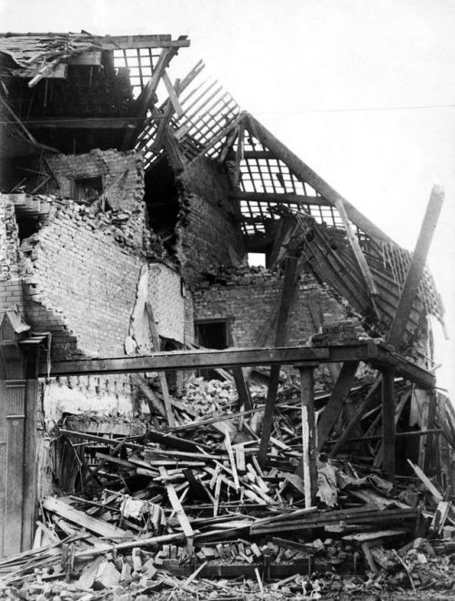 Bomb damage in Liverpool during the Blitz:Princess Laundry, a steam laundry on Lark Lane, gutted by 