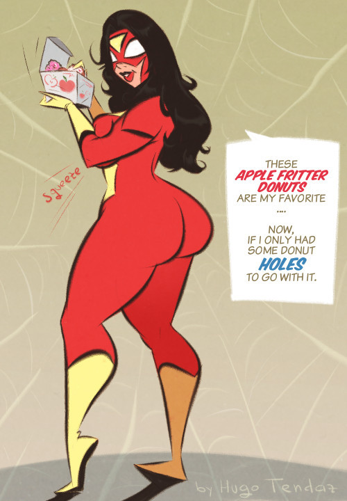 Spider-Woman - Donuts - Cartoon PinUp Sketch Commission  If there is a dream job,