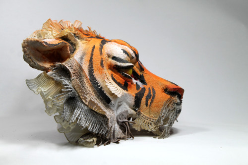 ex0skeletal-undead:Kheera, fabric and resin tiger mask by  Tomàs Barceló  This artist on Instagram