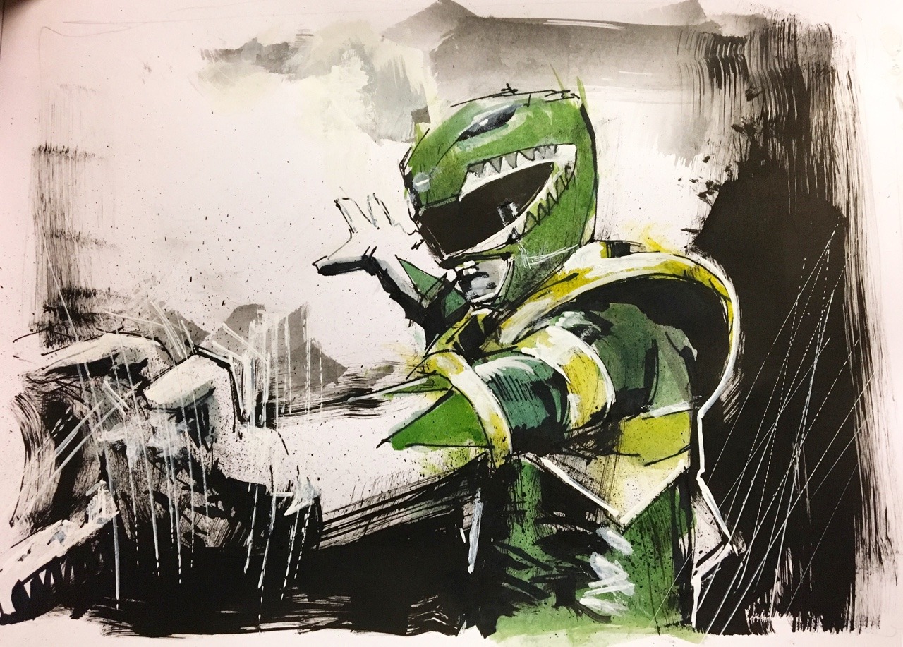 amazing-syd:  Dragon Ranger/Green Ranger 9&quot;x12&quot; - Mixed media on