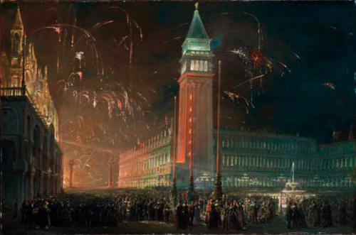 Francesco ZaninA fireworks display over Saint Mark’s Square, Venice, 1877