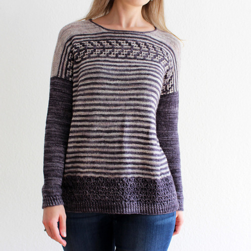 lazy-vegetarian:Felicitas (The Arrow Sweater) by Lisa Hannes on Ravelry
