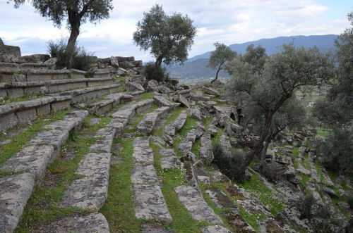 historyfilia: The ruins of the early 2nd century BC Roman theatre, Alinda, Turkey